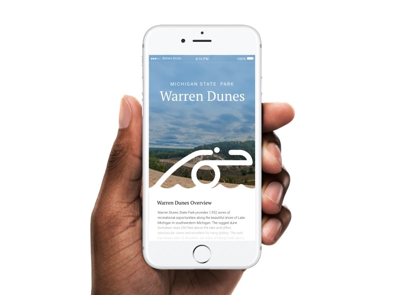 Michigan State Park - Warren Dunes Concept App Design